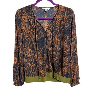 Cabi Border Wrap blouse snakeskin pattern XS